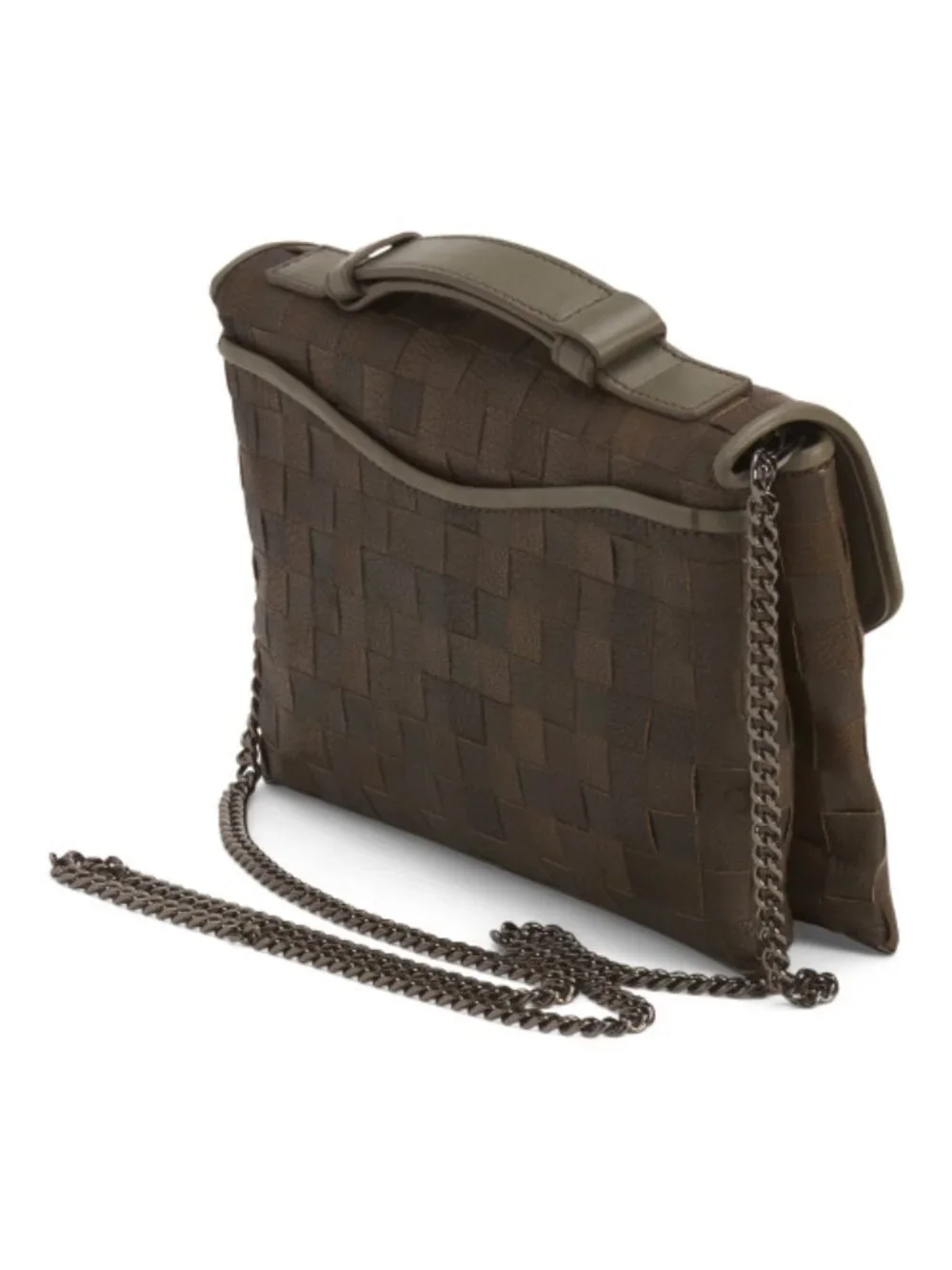 FALOR Made In Italy Leather Woven Small Satchel